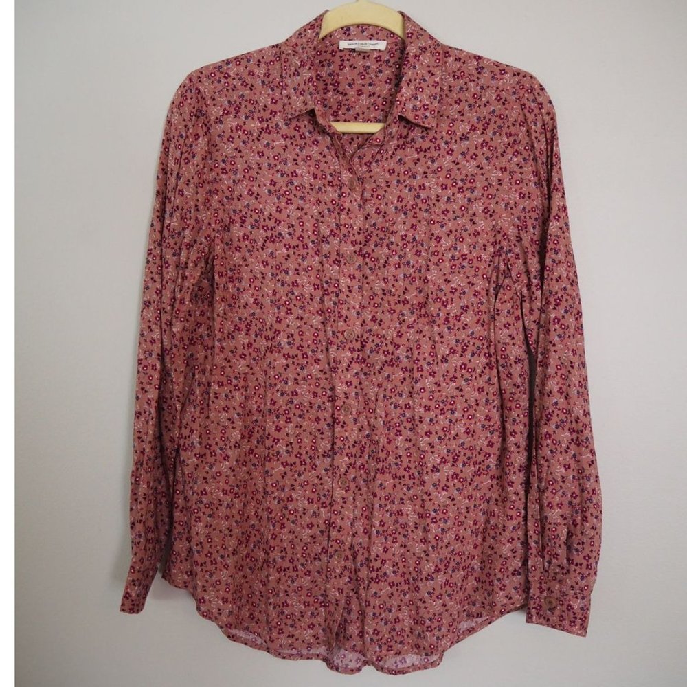 BeachLunchLounge Pink Floral Button Down Shirt Size S